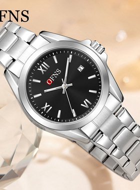 OFNS高级感手表妈妈钢带单历防水石英表商务学生罗马刻度女士腕表