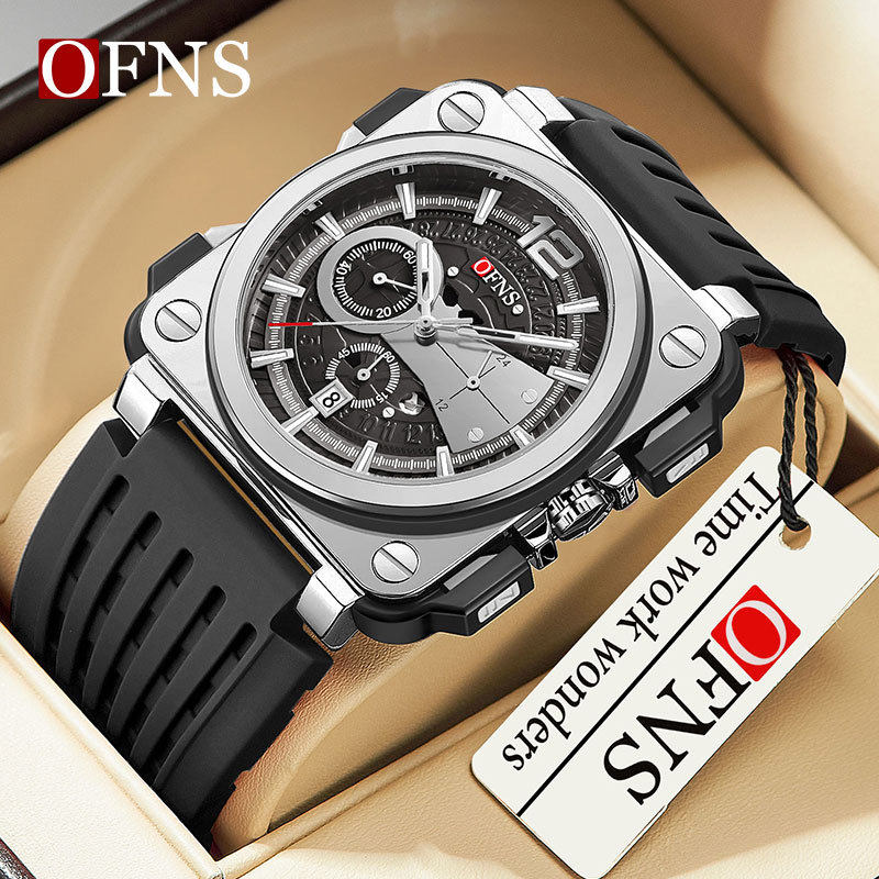 品牌个性腕表男热销男表三眼石英表简约日历防水小众时尚男士手表