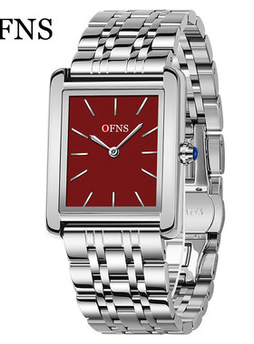 OFNS个性两针手表防水高档学生商务实心钢皮带休闲复古石英表男女