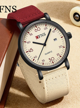 OFNS手表男士初高中男生防水日历数字学生党考试用简约腕表石英表