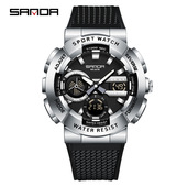 三达双显大表盘男士 运动表学生青少年男表 手表防水多功能夜光时尚