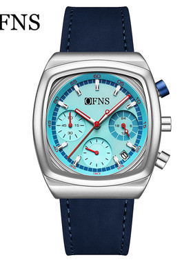 OFNS男士方形手表夜光商务高颜值腕表学生防水日历石英表三眼6针