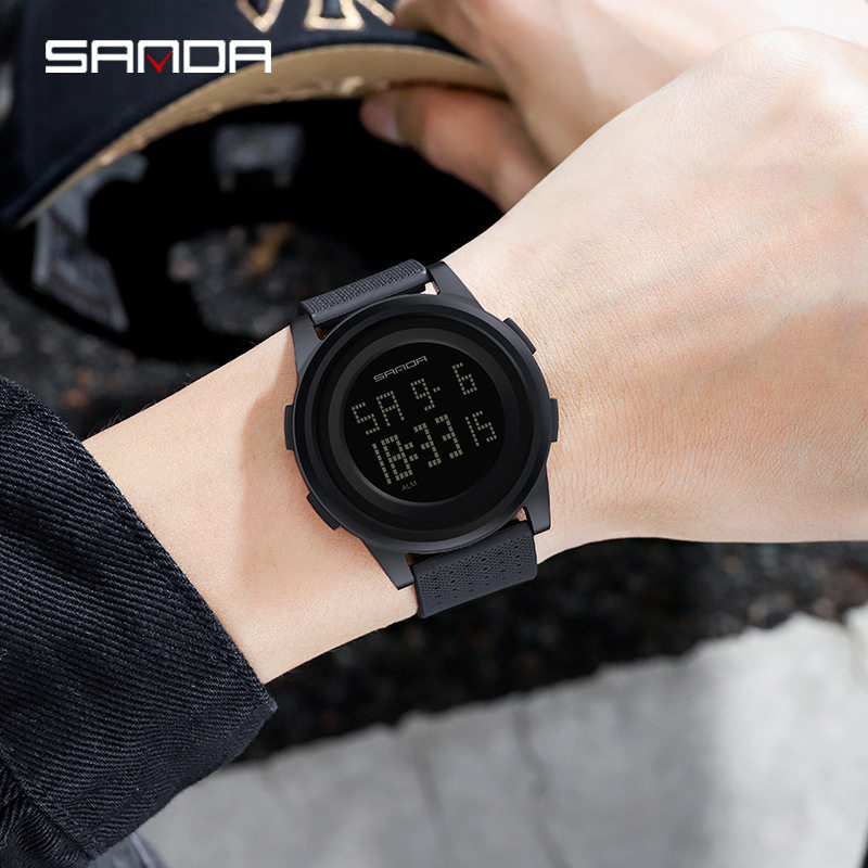 三达多功能运动LED倒计时手表运动防水时尚高初中男表女学生腕表