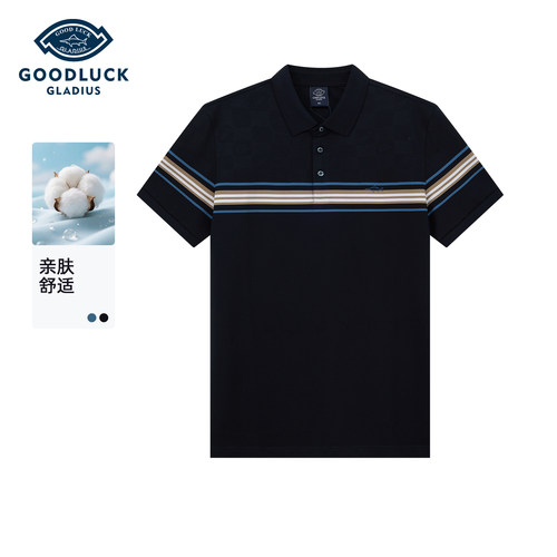 【莱赛尔】德鲨深蓝色短袖POLO衫