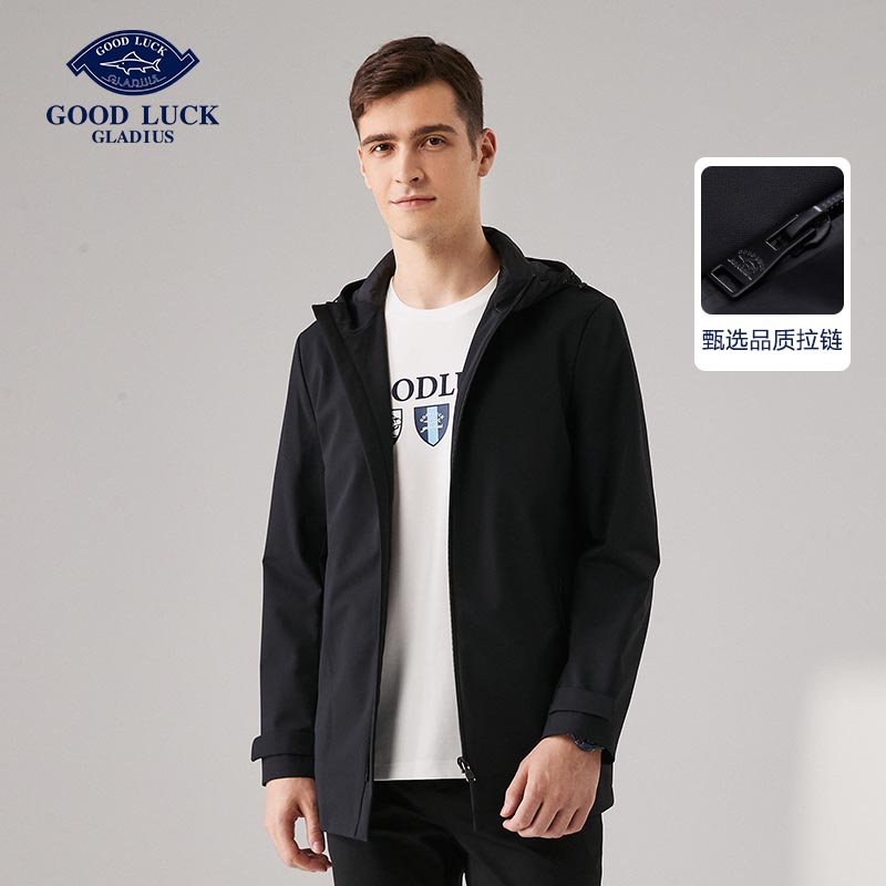 德鲨秋季新款连帽风衣外套