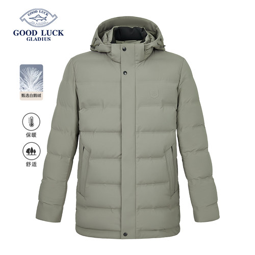 德鲨新款白鹅绒可脱卸连帽羽绒服