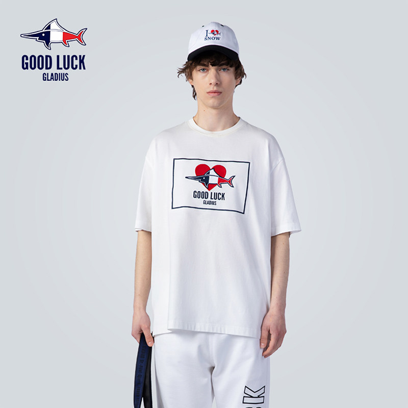 蓝鲨夏季短袖圆领t恤男青年时尚纯棉宽松休闲上衣打底衫fr2b107