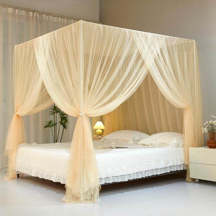 新款定制民宿三开门A类50D宫廷蚊帐子家用1.2m卧室纹账床幔网纱