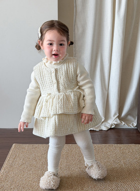 新款童装女童连衣裙冬装洋气加绒儿童公主裙宝宝裙子周岁女宝礼服