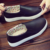 皮面小白鞋 一脚蹬懒人鞋 鞋 百搭韩版 女鞋 子平底学生休闲板鞋 护士鞋