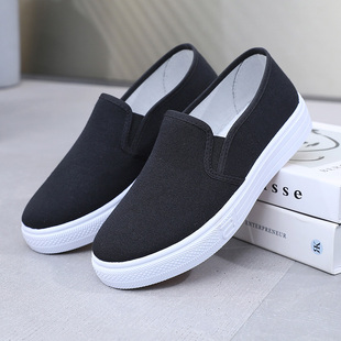 小白鞋 韩版 板鞋 厚底懒人鞋 春秋运动乐福帆布鞋 女平底学生鞋 女鞋
