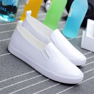 学生系带皮面小白鞋 女韩版 女休闲鞋 球鞋 韩国女鞋 板鞋 黑白色帆布鞋