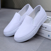 尖头增高平跟小白鞋 春平底帆布鞋 懒人鞋 厚底布鞋 女鞋 一脚蹬乐福鞋
