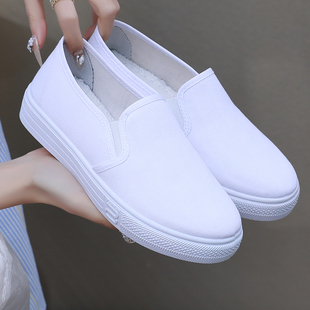 厚底休闲鞋 女帆布鞋 黑色板鞋 女乐福鞋 秋季 学生小白鞋 一脚蹬懒人鞋