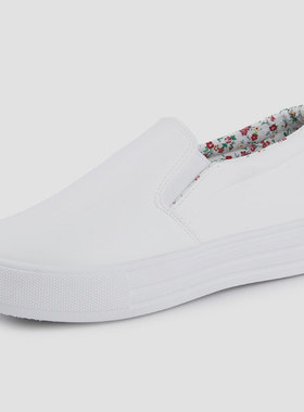 厚底皮面小白鞋女秋白色帆布鞋女韩版休闲鞋百搭透气平底学生板鞋