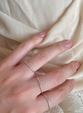 手工捶打纯银素圈戒指