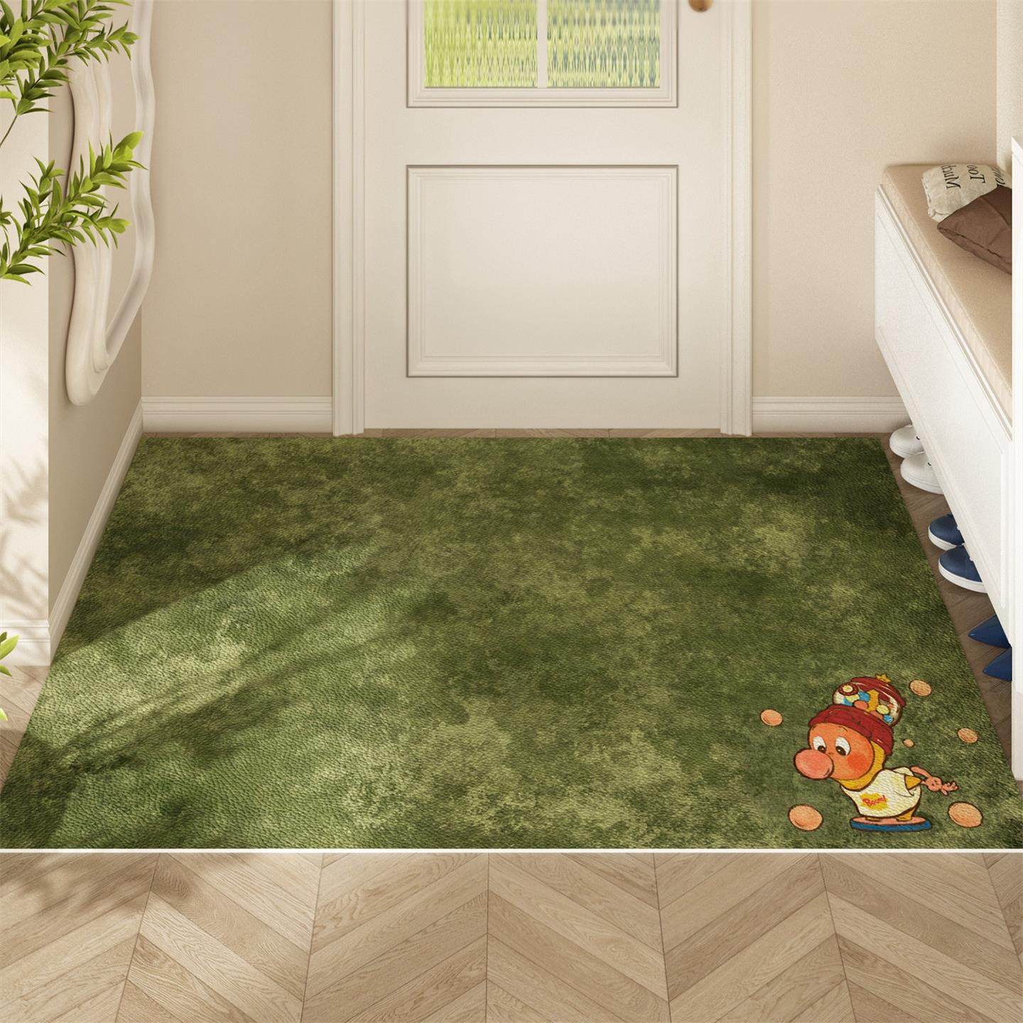 绿色入户门地毯卡通进门口防滑蹭土地垫2026新款耐脏可裁剪脚垫,居家布艺,入户地垫,淘宝优惠券,粉丝福利购,淘宝优惠卷