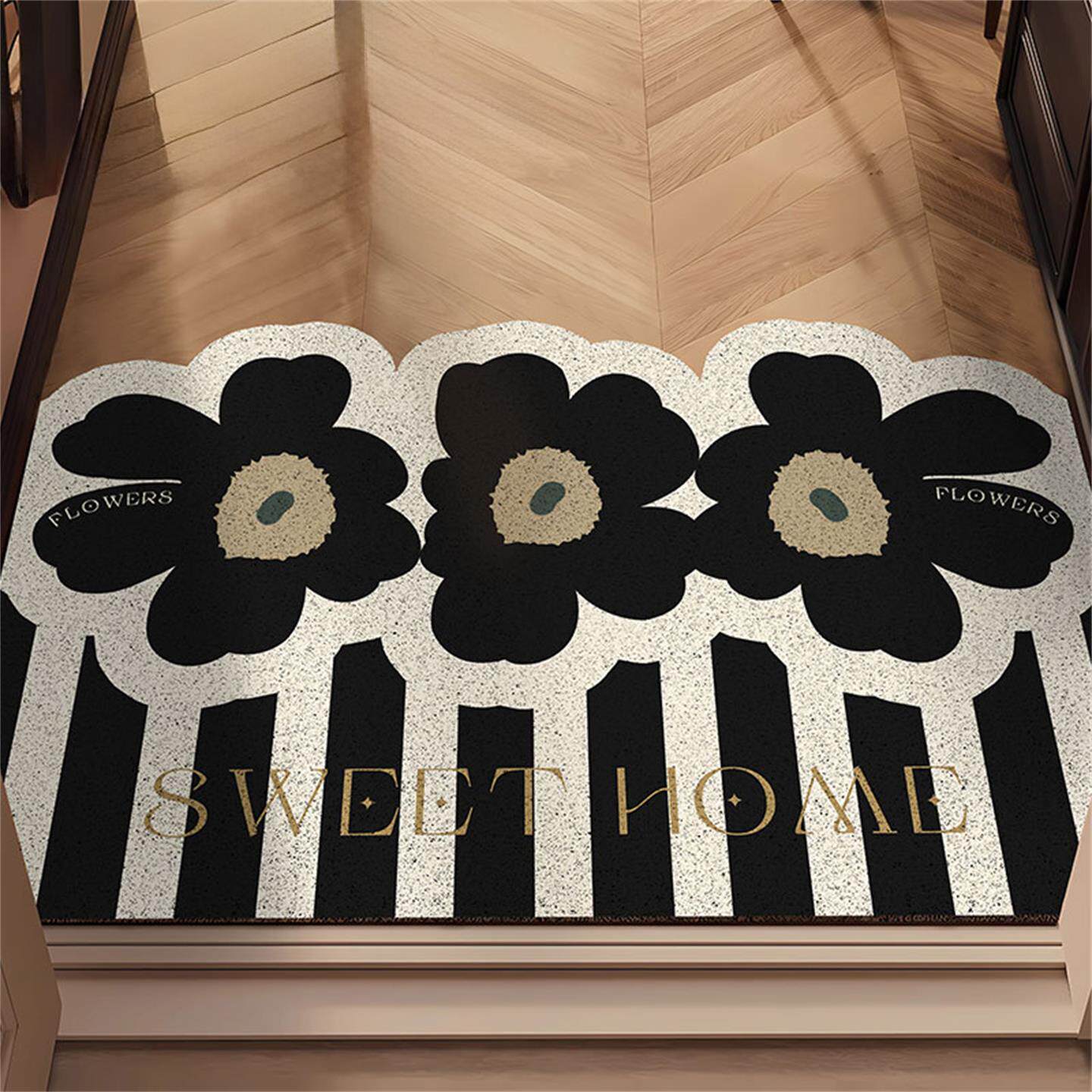 入户门地毯简约花朵家用丝圈地垫高颜值蹭土可裁剪玄关防滑脚垫,居家布艺,入户地垫,淘宝优惠券,粉丝福利购,淘宝优惠卷