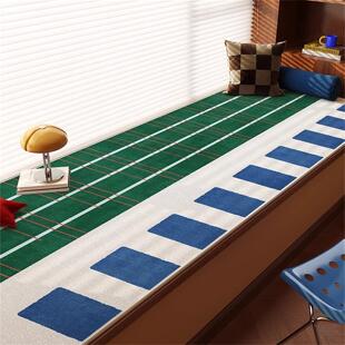 蓝色飘窗垫2025新款ins风窗台垫主卧阳台坐垫中古风高级防滑地毯