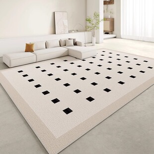 地毯客厅2025新款黑白格家用奶油风棋盘格沙发茶几毯卧室床边地垫