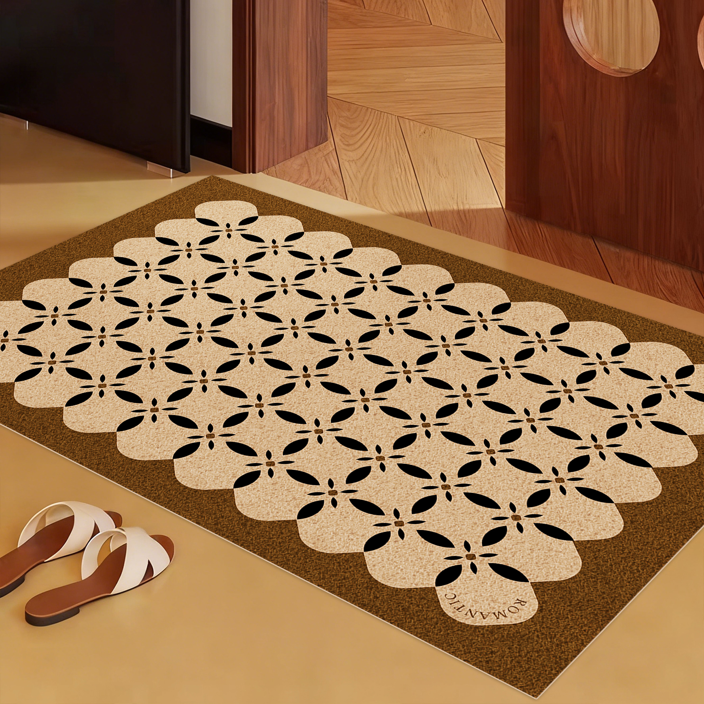 中古风入户门丝圈地垫防滑可定制