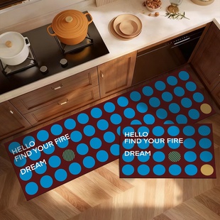 中古风厨房地垫家用复古风可裁剪长条组合地垫吸水防滑脚垫天津