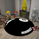 圆形地毯台球黑八桌球男生电竞房电脑转椅黑白地垫卧室床边地毯
