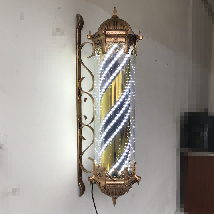 美发转灯LED理发店户外防水转灯美容发廊复古欧式圆形挂墙壁灯箱