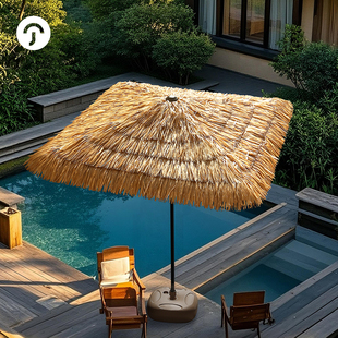 冬季 饰 围炉煮茶伞农家小院氛围布置专用仿真四方稻草伞户外遮阳装