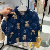 棉衣 男女童宝宝洋气百搭卡通满印圆领薄棉服 韩国童装 25秋冬新款