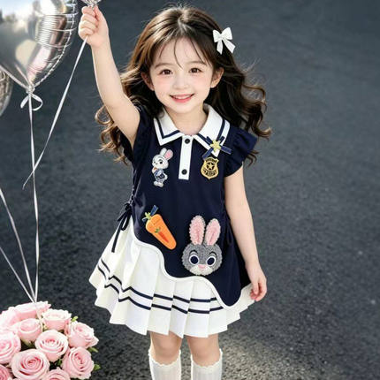 法国Anseola女童朱迪警官洋装2026新款中大童儿童裙子夏季女孩学