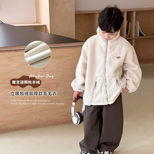 法国Uamtor儿童冬装男童加绒外套加厚2025冬季新款中大童保暖上衣