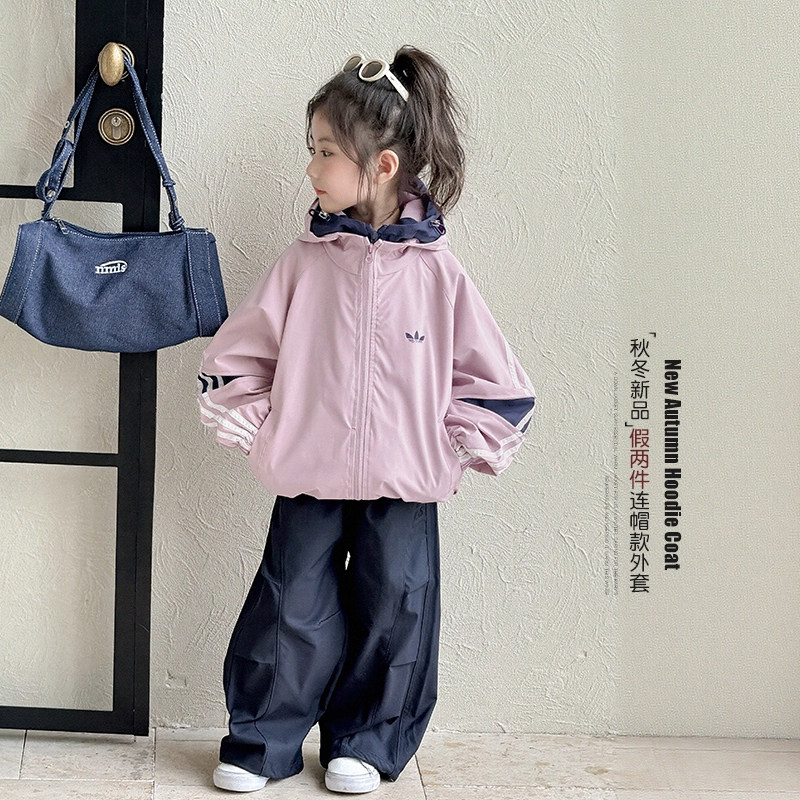 法国Anseola女童外套秋装2025新款洋气宝宝连帽夹克上衣冲锋衣,童装/婴儿装/亲子装,普通外套,淘宝优惠券,粉丝福利购,淘宝优惠卷