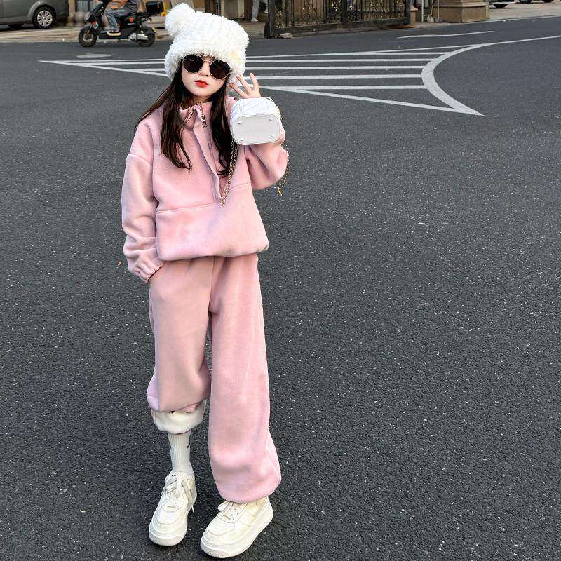 法国BADNUT女童加绒卫衣套装秋冬2026新款儿童摇粒绒外套卫裤