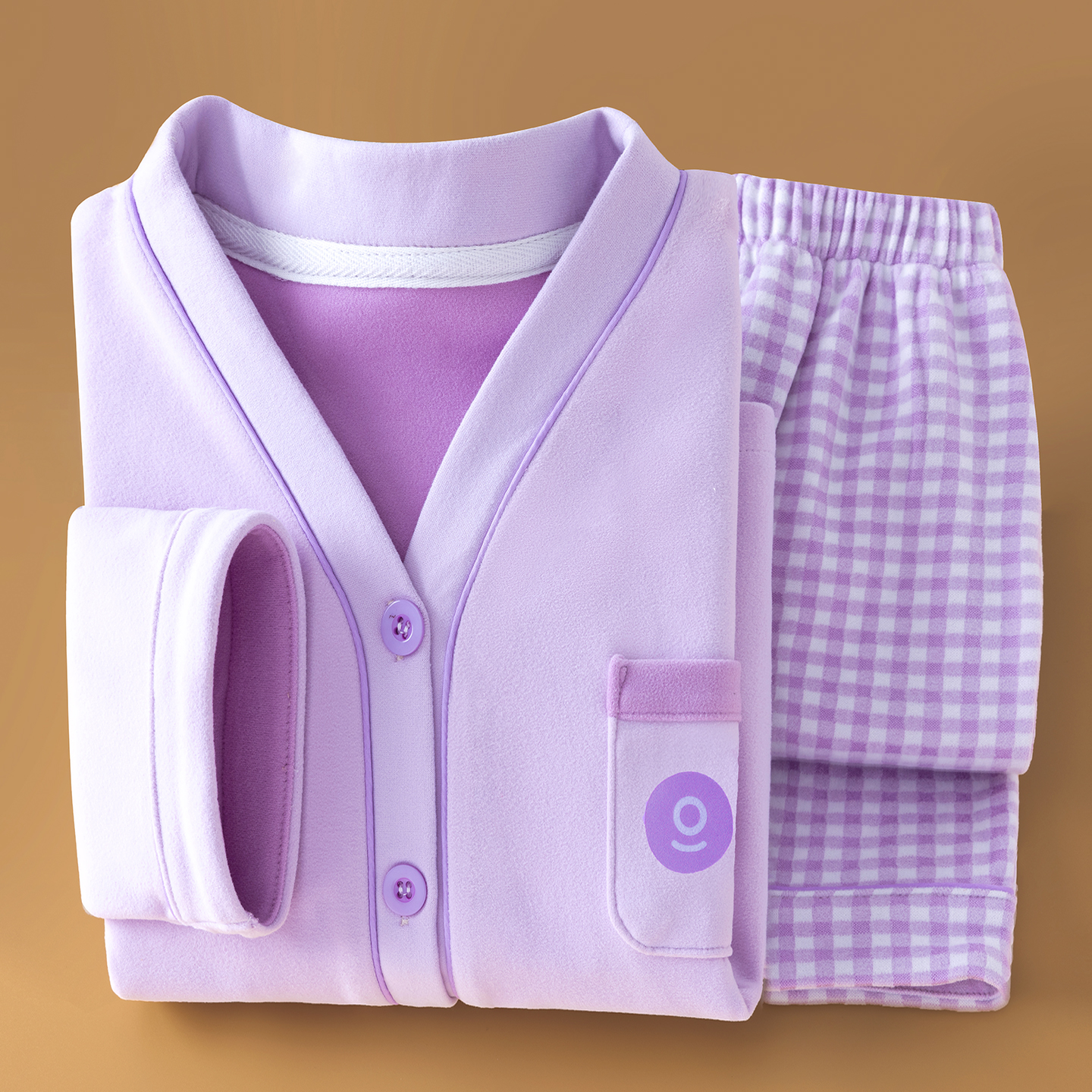 法国Anseola德绒立领儿童睡衣保暖套装男女童秋冬加厚新款家居服