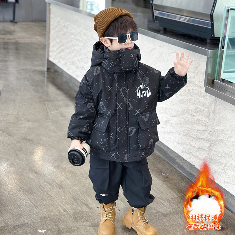 法国Anseola儿童装男童羽绒服冬季2025新款男孩宝加厚中长款外套