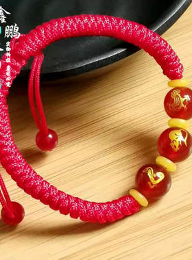 2026年属牛随身三合六合贵人红玛瑙吉祥物脚链男女手链