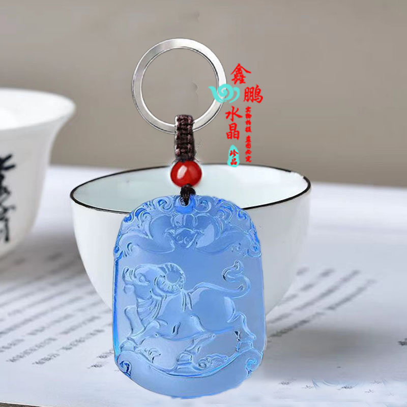 蓝水晶生肖牛吊坠生肖