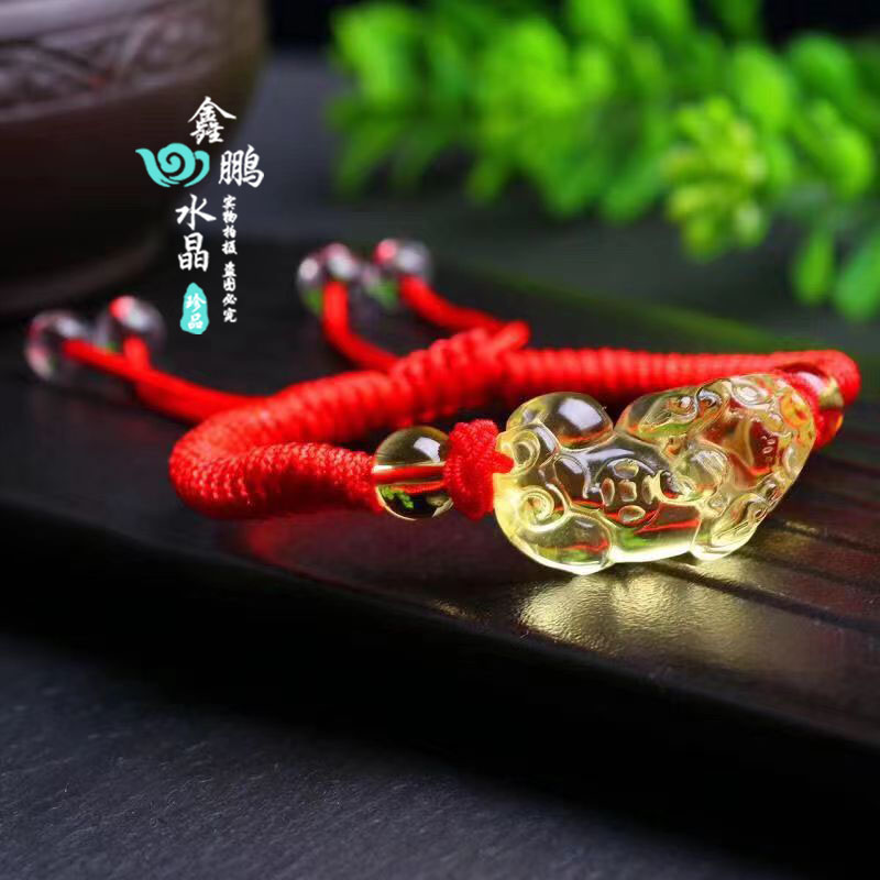 黄水晶貔貅手脚链编织