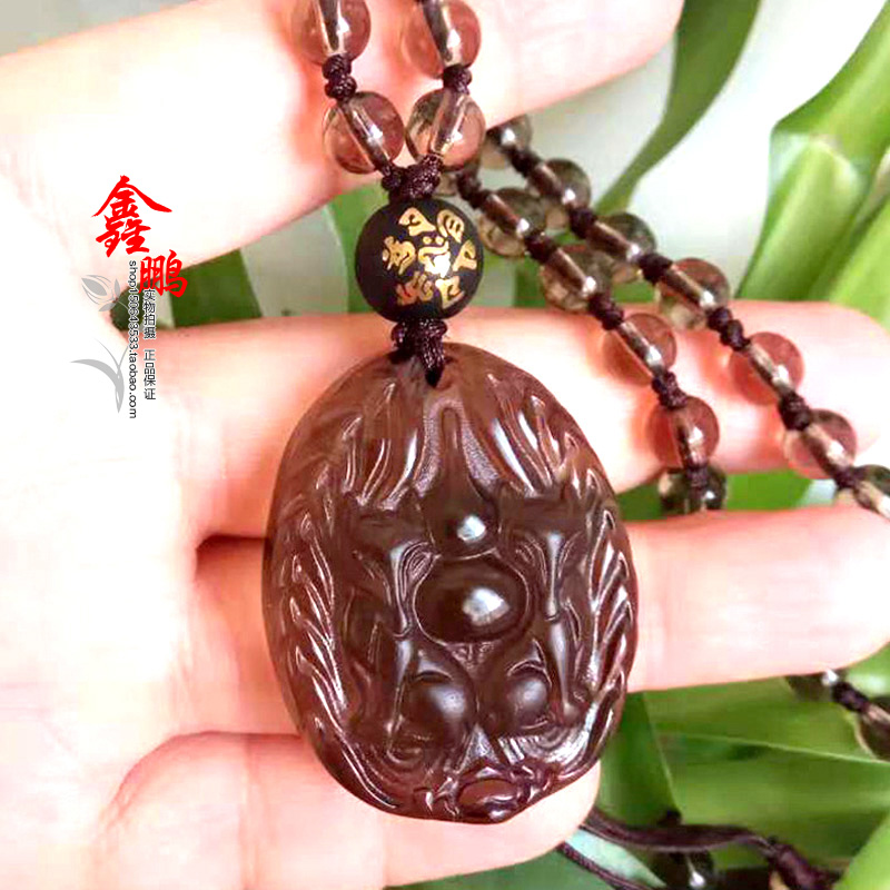 2025年冰种黑曜石狐狸吊坠水晶小狐狸催缘旺桃花九尾狐钥匙扣