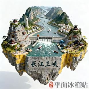长江三峡亚克力平面冰箱贴重庆湖北巫峡西陵峡旅游纪念品伴手礼
