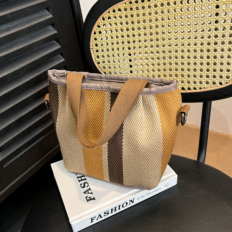 2025夏季新款韩版棉布包女小包包条纹迷你水桶包斜挎包时尚手提包,箱包皮具/热销女包/男包,通用款女包,淘宝优惠券,粉丝福利购,淘宝优惠卷