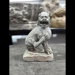 石雕复古仿古青石狮子案头狮瑞兽做旧摆件摆放家居公司招财镇宅