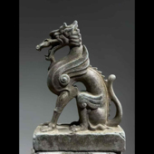 石雕复古仿古青石神兽坐龙狮子麒麟摆件做旧摆放别墅庭院茶室办公