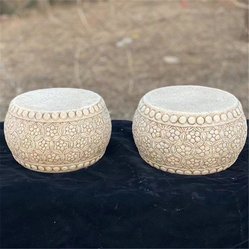 石雕复古仿古汉白玉石鼓石墩墩子柱顶石柱墩摆件做旧摆放庭院会所