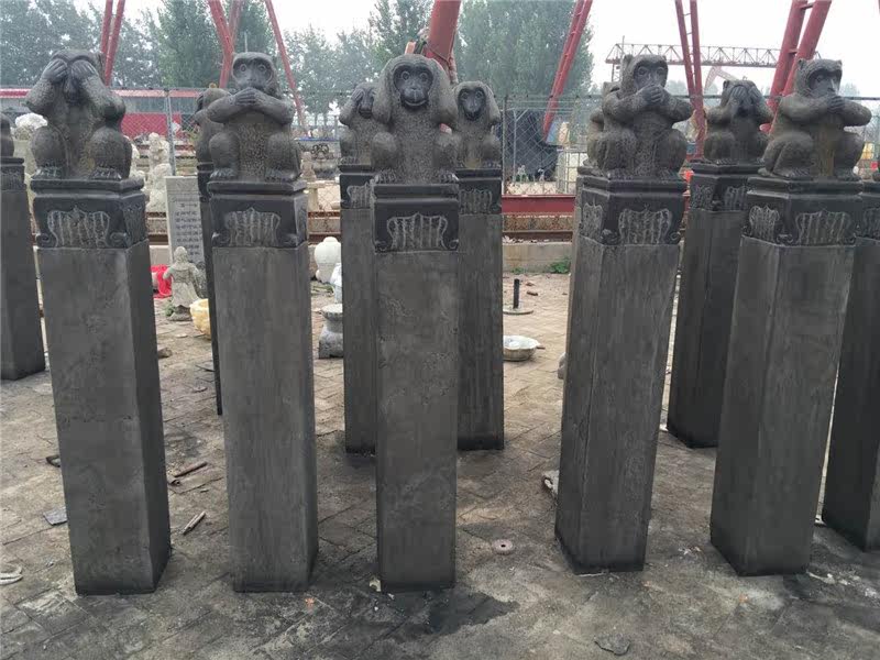 栓马桩仿古石雕做猴子石狮子圆雕貔貅麒麟拴马桩四方神兽栓马柱庭