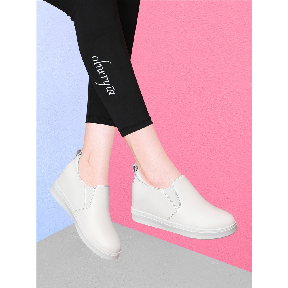 品牌乐福鞋女2025新款春秋厚底内增高小个子休闲小皮鞋单鞋小白鞋