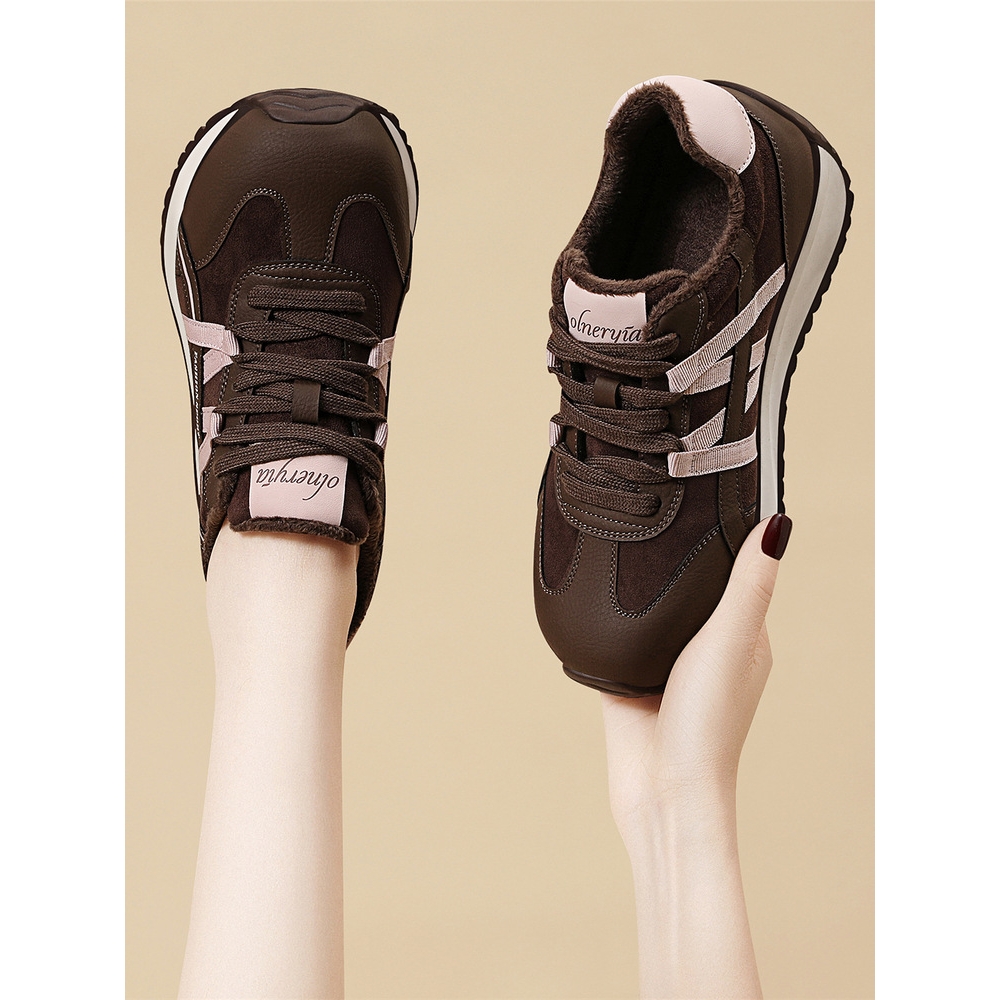 加绒厚底老爹鞋女2025秋冬新款百搭增高超火复古阿甘鞋休闲运动鞋