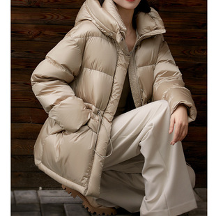 蓬松度750+95白鹅绒羽绒服女款高端女装中长款平湖冬季加厚鹅绒服