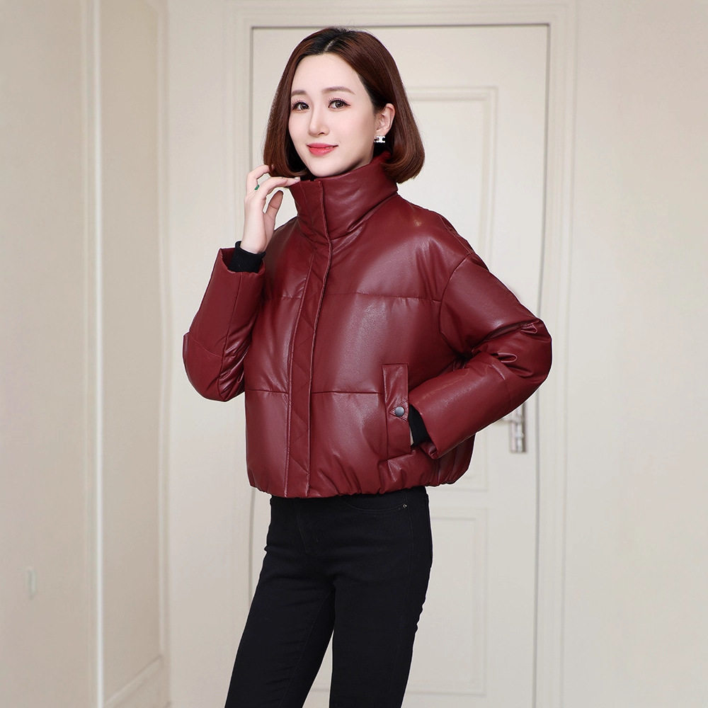 时尚短款真皮羽绒服皮衣女冬季2026新款小个子休闲绵羊皮外套